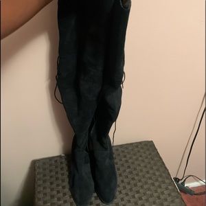 Aldo’s black suede over the knee lace up boot